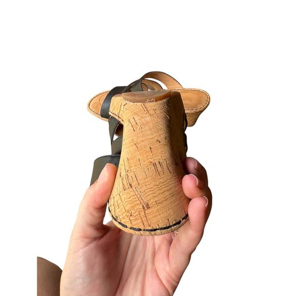 Born Black Strappy Slip on Cork Wedge Platform Sandals - 10 - Picture 8 of 10